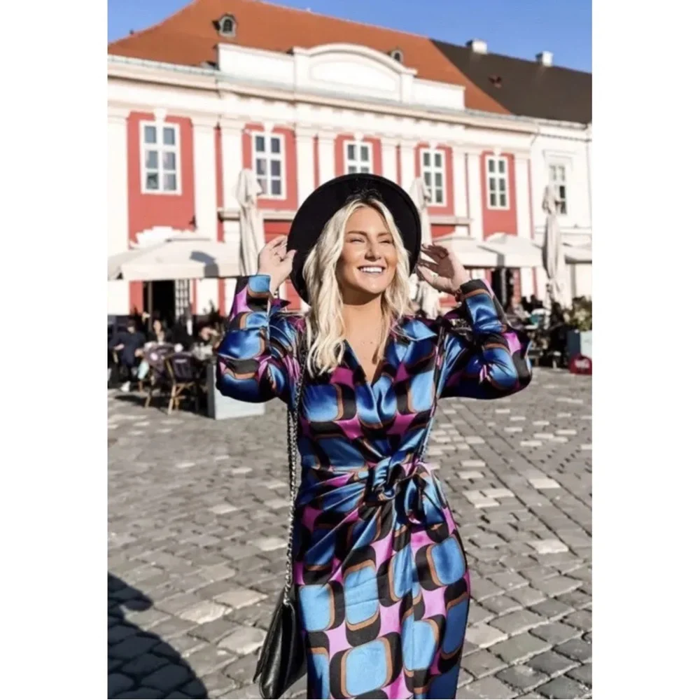 Zara Printed Wrap Midi Dress - Picture 7 of 14